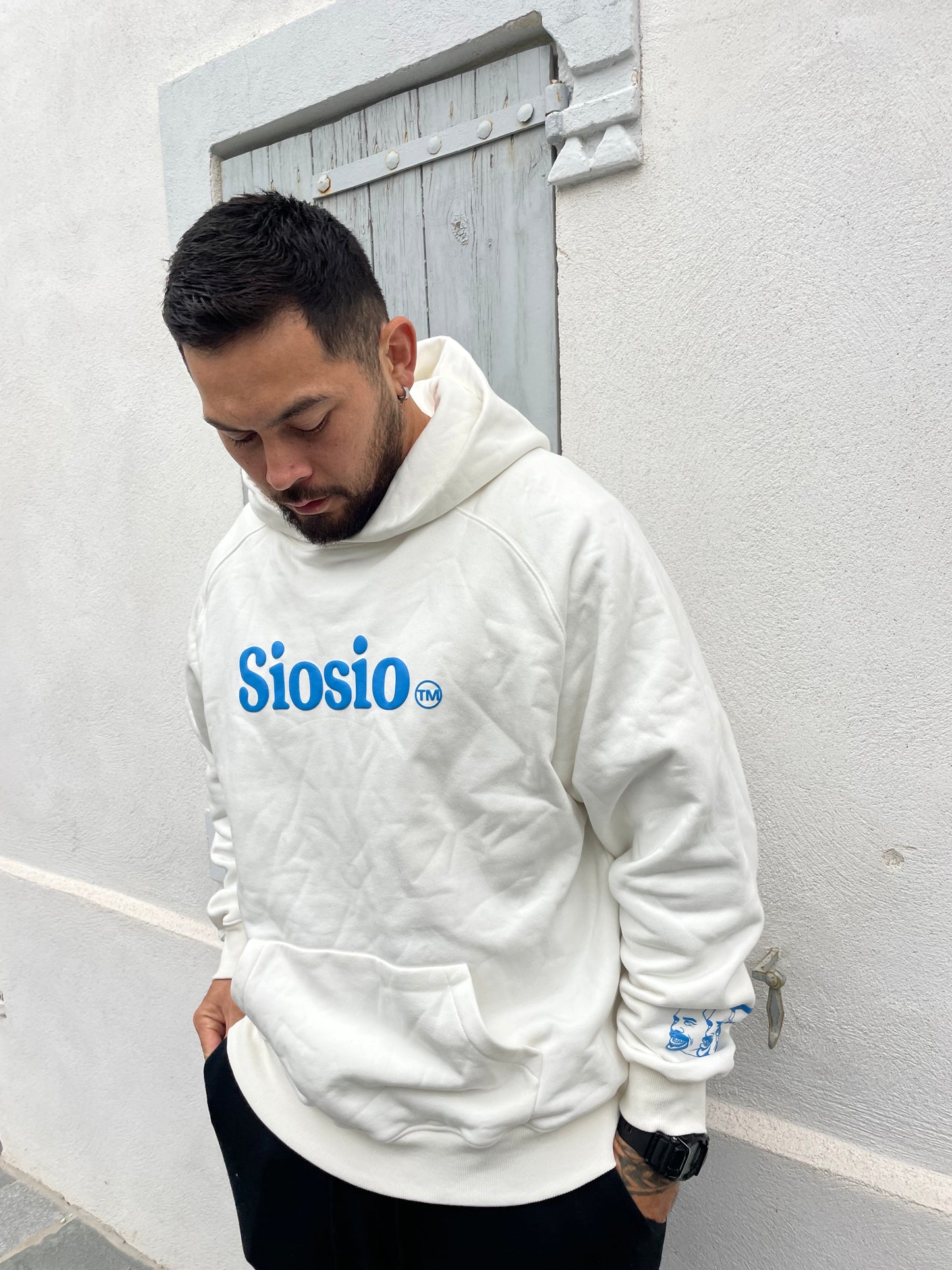 White & blue Siosio hoodie