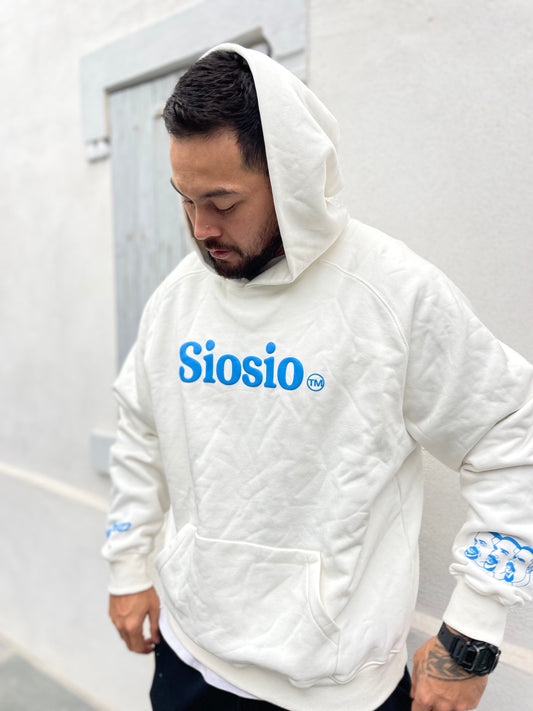 White & blue Siosio hoodie